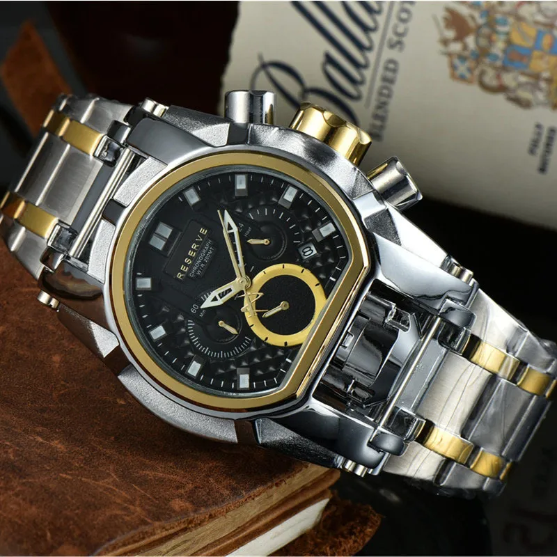 Invicto relógio reserva parafuso zeus masculino quartzo wirstwatch 52mm cronógrafo invencível relógios de luxo invicto reloj de hombre for280b