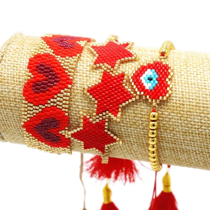 ZHONGVI MIYUKI coeur Boho femmes turc mauvais œil Bracelet rouge ensemble étoile bijoux Pulsera Mujer 2020 gland cadeaux faits à la main