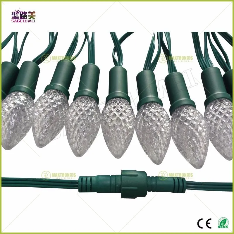 C7 C9 10 lote inteiro à prova d'água IP68 endereçável RGB Full Color DC12V WS2811 LED Natal Pixel String Light fio verde M244B