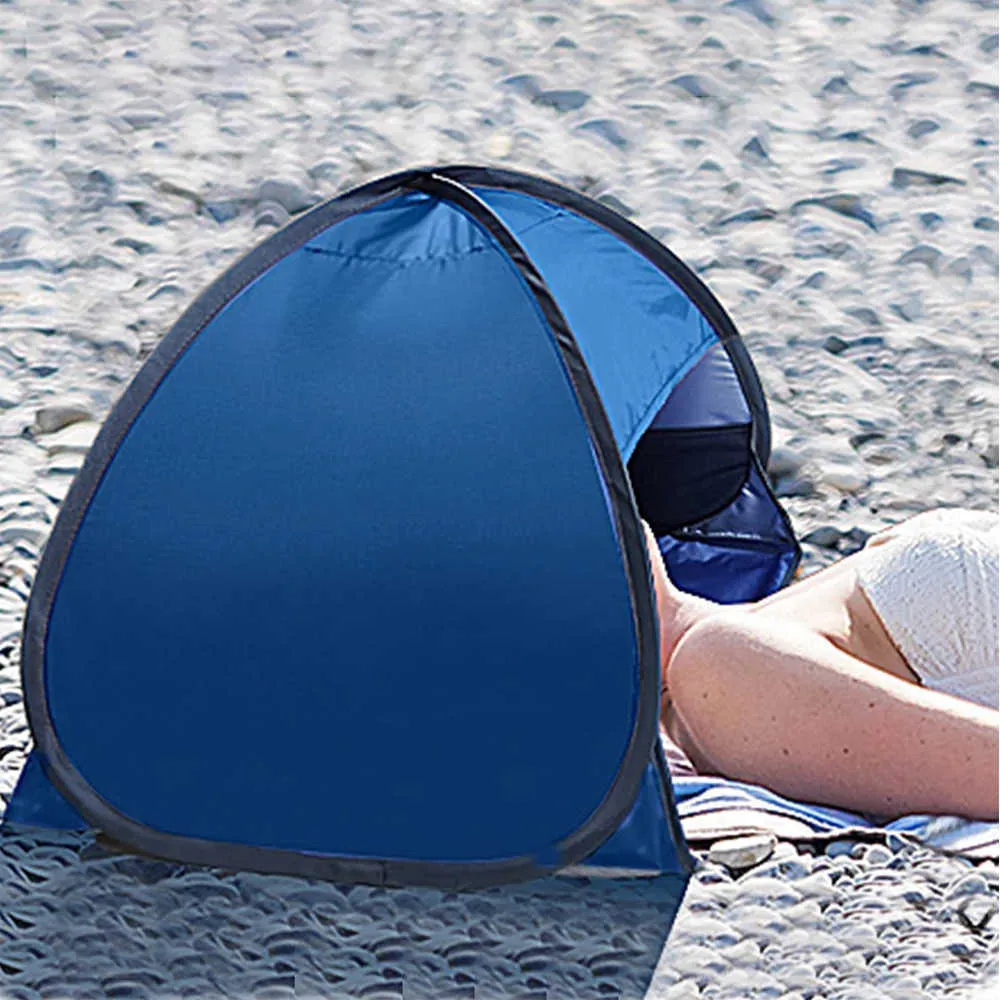 Beach Sun Shelters Instant Shade Canopy Mini Head Shield Automatic Shade Tent Protection Pop Up Tent Sunbathing Windproof Sand Y0706