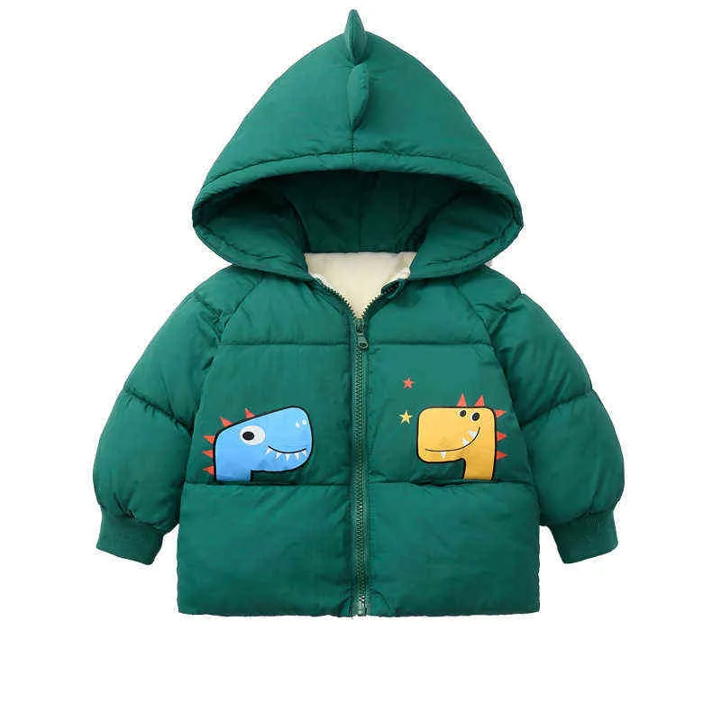 冬のパーカー子供の綿のジャケット暖かい厚いベルベットのコート子供のダウンコート赤ちゃんの漫画の上着男の子オーバーコート211203