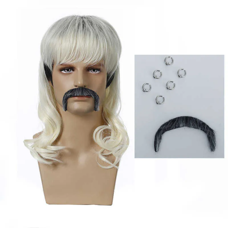 Nouveau tigre roi Joe Cosplay perruque avec barbe boucles d'oreilles moustache Halloween carnaval accessoires livraison directe Y0913