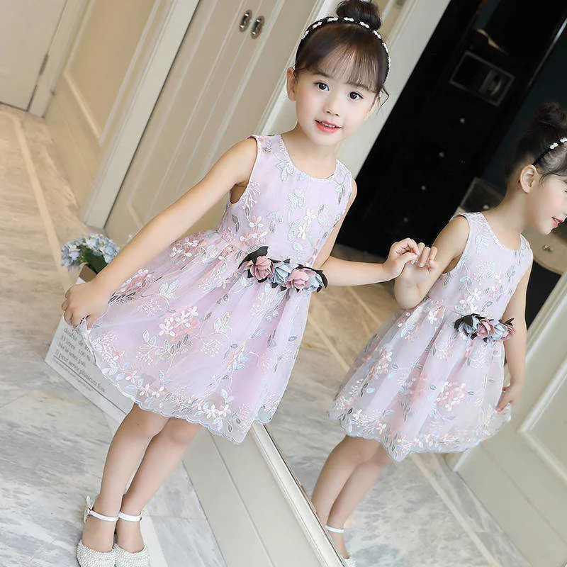 Summer Girls Dress 12 Abbigliamento bambini Abito da festa bambina 9 Abiti moda studenti 8 Bambini 7 anni Abito ricamato Q0716