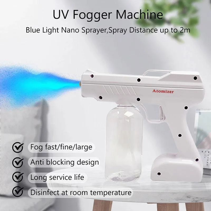 Watering Equipments Wireless Nano Atomization Fogger Machine Blue Light Nanos Steam Electric Spray Guns Battery Disinfection Gun H286V