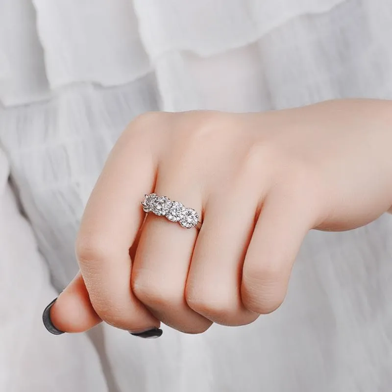 Pierścienie ślubne Rozmiar 4-12 Sprzedaj Wysokiej jakości luksusowa biżuteria 925 srebrna okrągła Pave 5a CZ Eternity Pierścień Wynn22276o