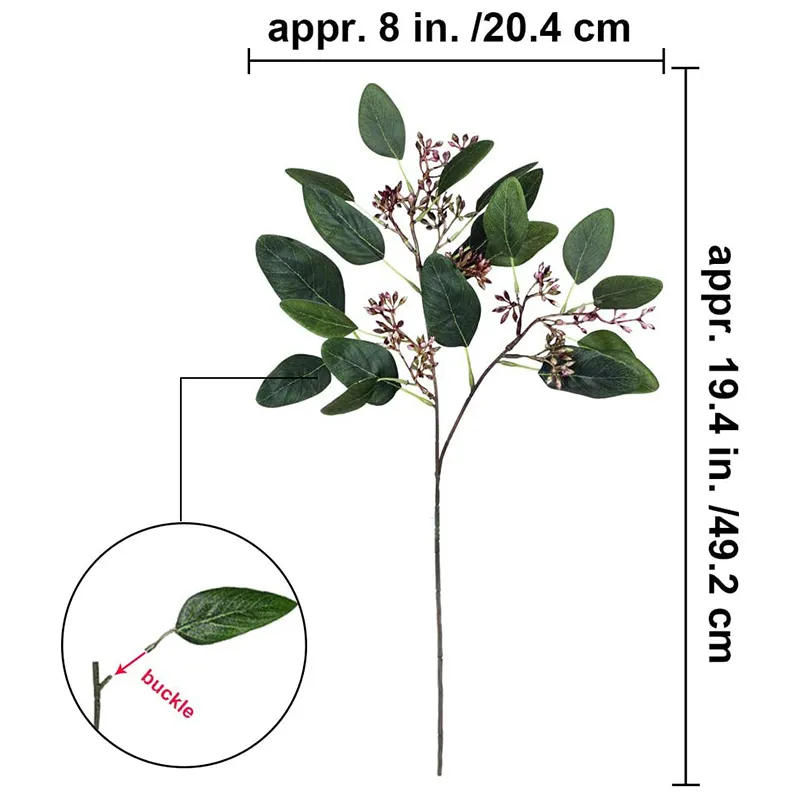 6 pz steli di eucalipto con semi finti spray verde foglia artificiale verde primaverile composizioni floreali250Q