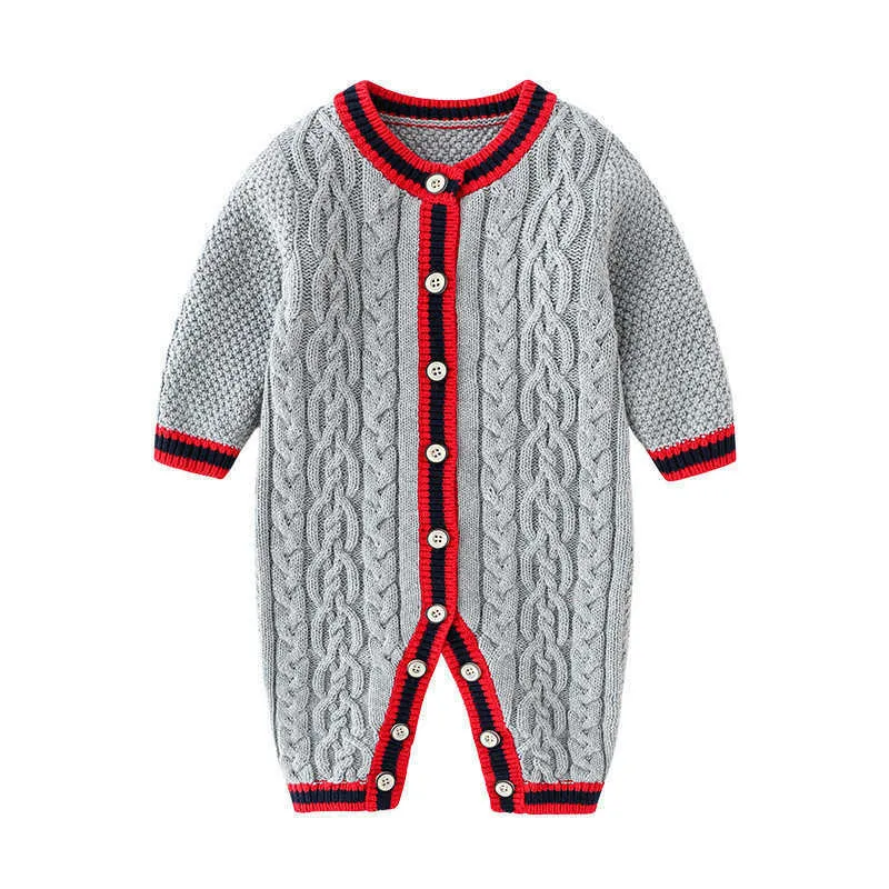 Fashion Newborn Baby Boys Girl Winter Buttons Cable Knit Sweater Romper Jumper Outfits Baby Girl Romper New Born Baby Clothes