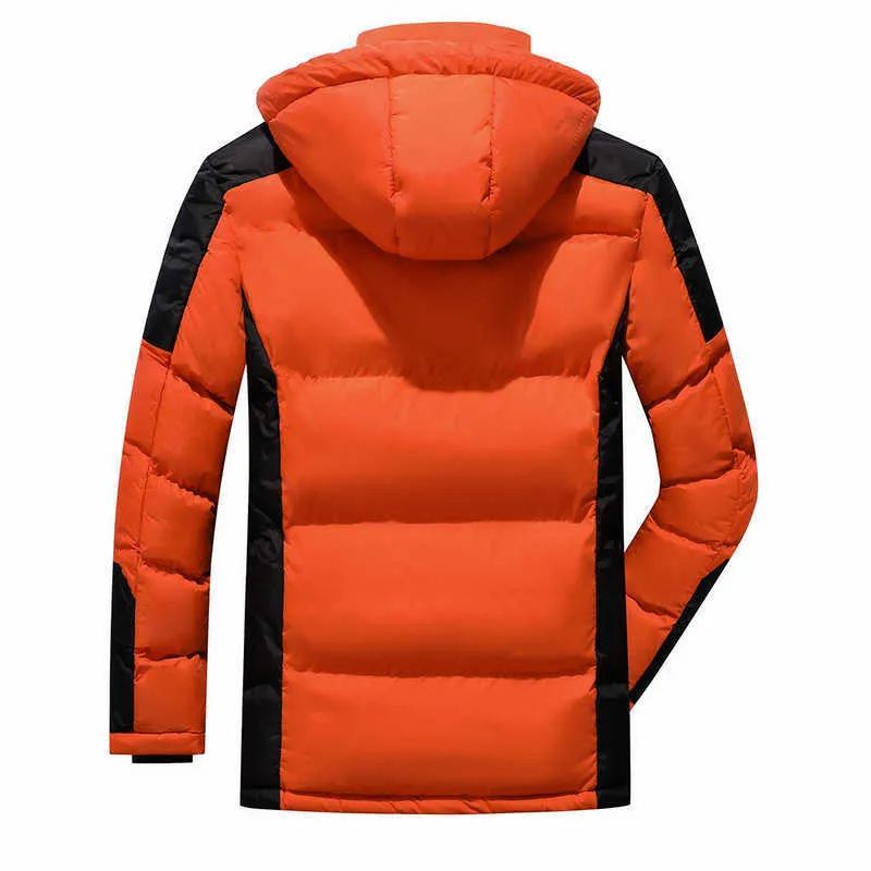 Män vinter varm tjock lång parkas vattentät huva jacka kappa hösten outwear mode casual 211023