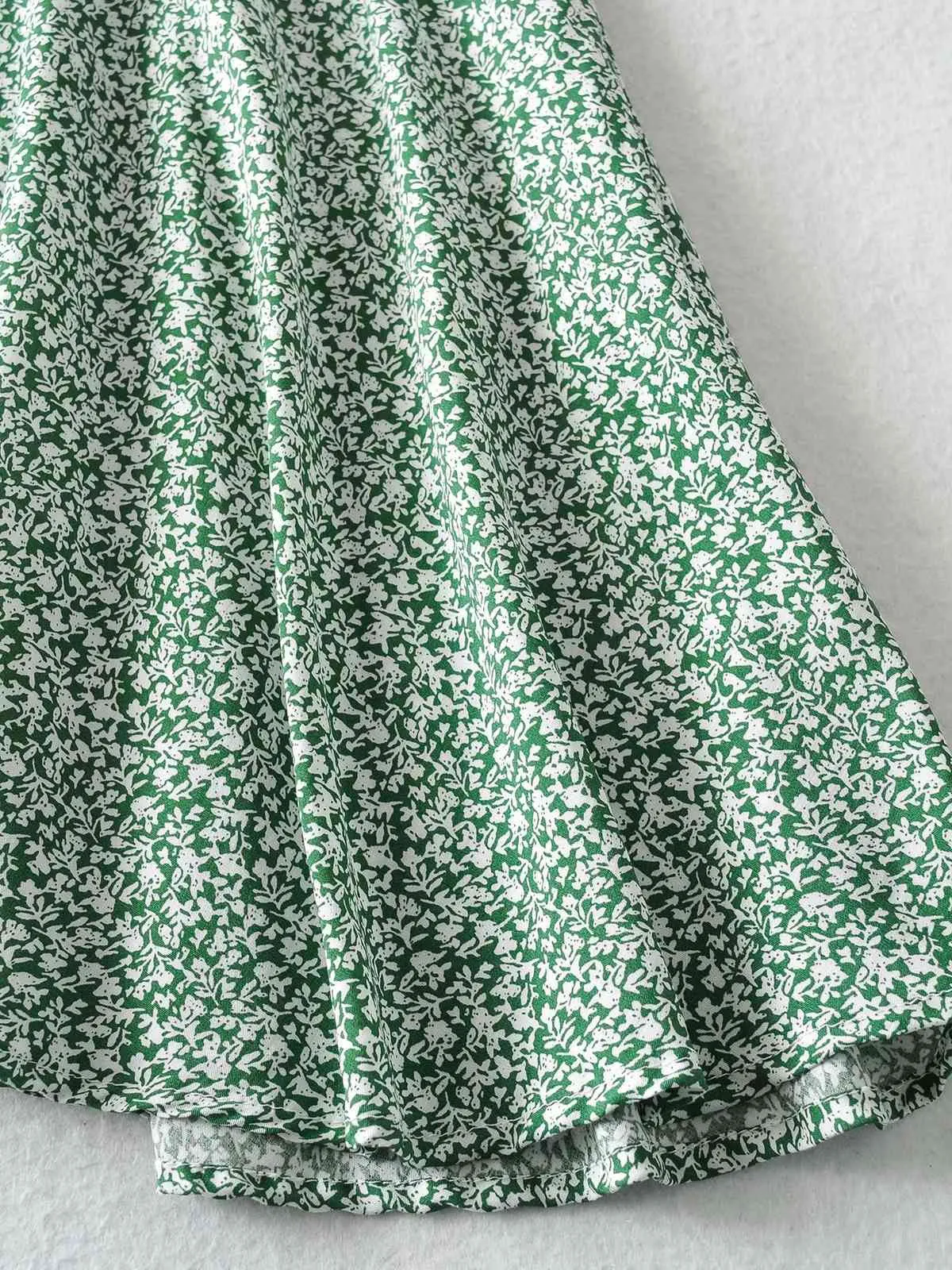 Verão alta cintura impressa sereia saia praia fêmea babados vintage midi verde maxi saia saia elegante para as mulheres 210514