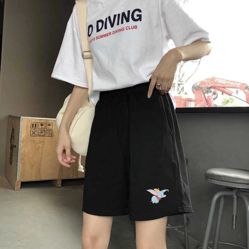 Elastic High Waist Summer Sport Shorts for Women Running Streetwear Harajuku Korean Style Print Vintage Casual Femme 210719