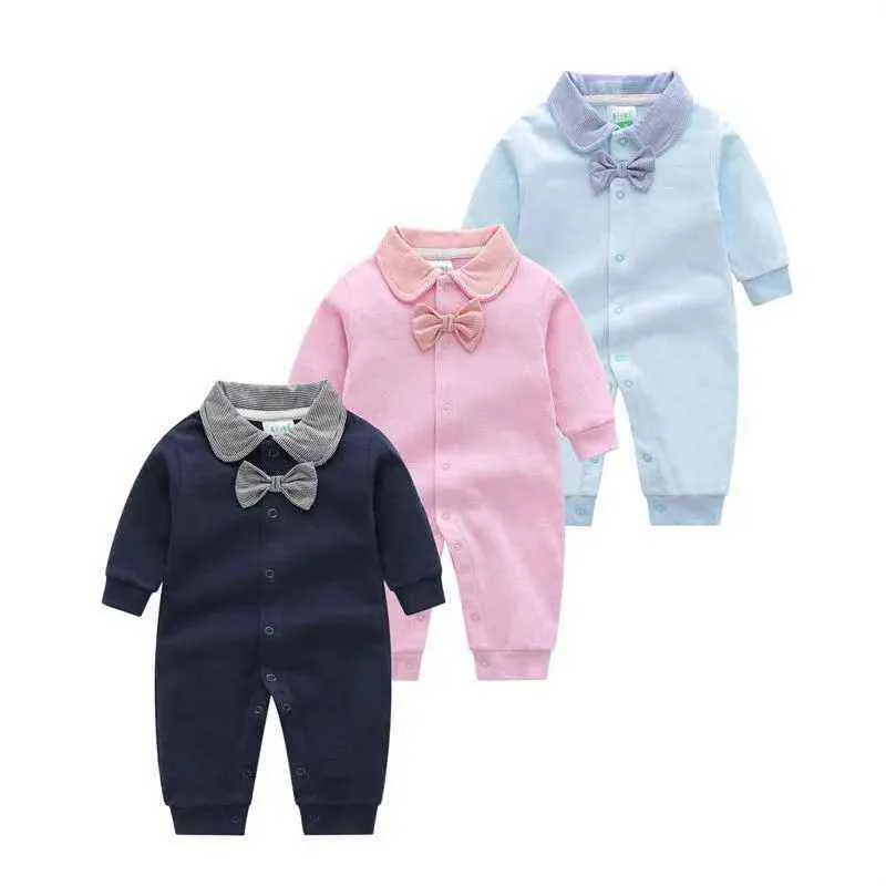 Bebê nascido macacão manga comprida global bodysuit algodão tipo infantil meninos garotas onesie primavera outono roupas 211229