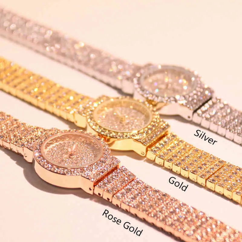 Bs famosas marcas de luxo diamante senhoras pulso es feminino pequeno relógio de pulso rosa ouro feminino montre femme 2021254l