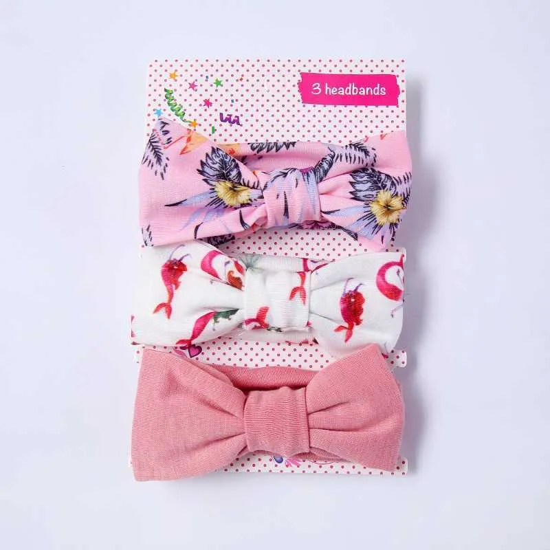 Arrivée 3 pièces bébé tout-petits belle solide pois Floral Allover combiné extensible bandeau accessoires 210528