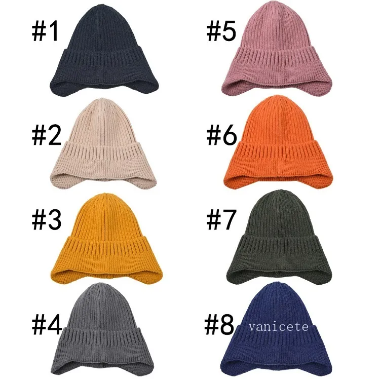 Party Hats European and American solid color crimped knitted hat outdoor sports ear protection men's and women's autumn and winter warm cap T2I52772