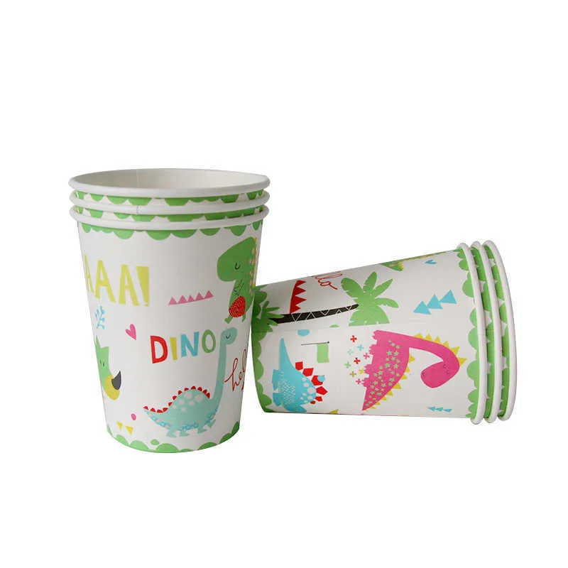 dinosaure thème fête vaisselle ensemble assiette en papier tasse serviette bannière Dino joyeux 1er anniversaire fête décoration pour enfants garçons 2010322q