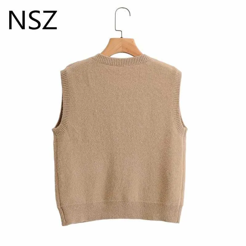 NSZ donne maglione stile argyle gilet autunno moda crop top senza maniche rombo cardigan lavorato a maglia maglione canotta canotta gilet 211008