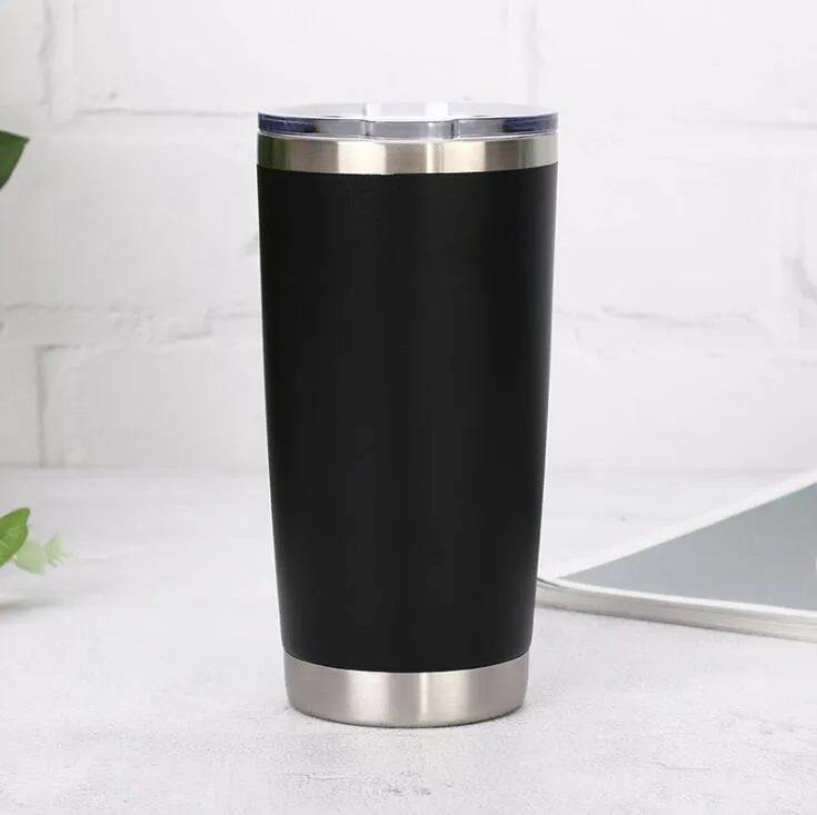 20OZ Tumbler Mat Roestvrijstalen Mok Auto Cup Met Deksel Bier Koffiemokken Vacuüm Waterfles Drinkware246C