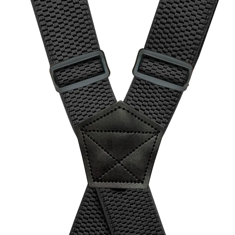Bretelles de travail robustes pour hommes, 38 cm de large, XBack avec 4 fermoirs à pince en plastique, bretelles élastiques réglables pour pantalon, noir8791471