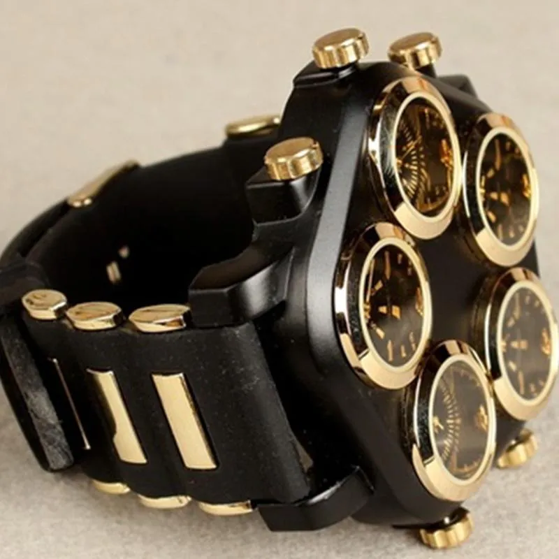 Relojes de pulsera VFskn Impresionante Super Grande Cinco Dial Metrosexual Street Punk Hip-Hop Cool Personalidad Locomotora Reloj de pulsera Tendencia Qua2527