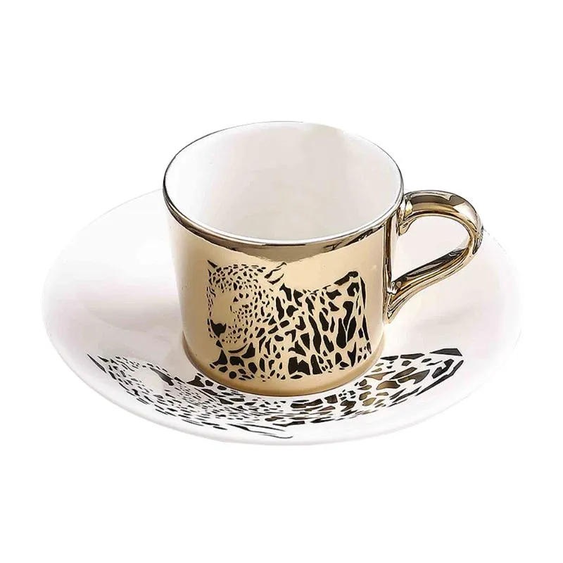 Muggar 250 ml keramik leopard anamorphic cup spegel reflektion tiger zebra mugg kaffete med coastermugs272w