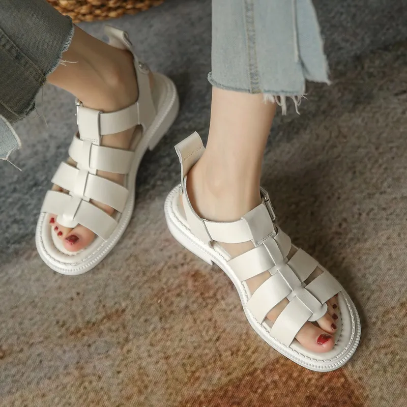 Morazora moda sandálias de couro genuíno mulheres sapatos recortes gladiador sandálias moda senhoras casuais sapatos de rua 210506