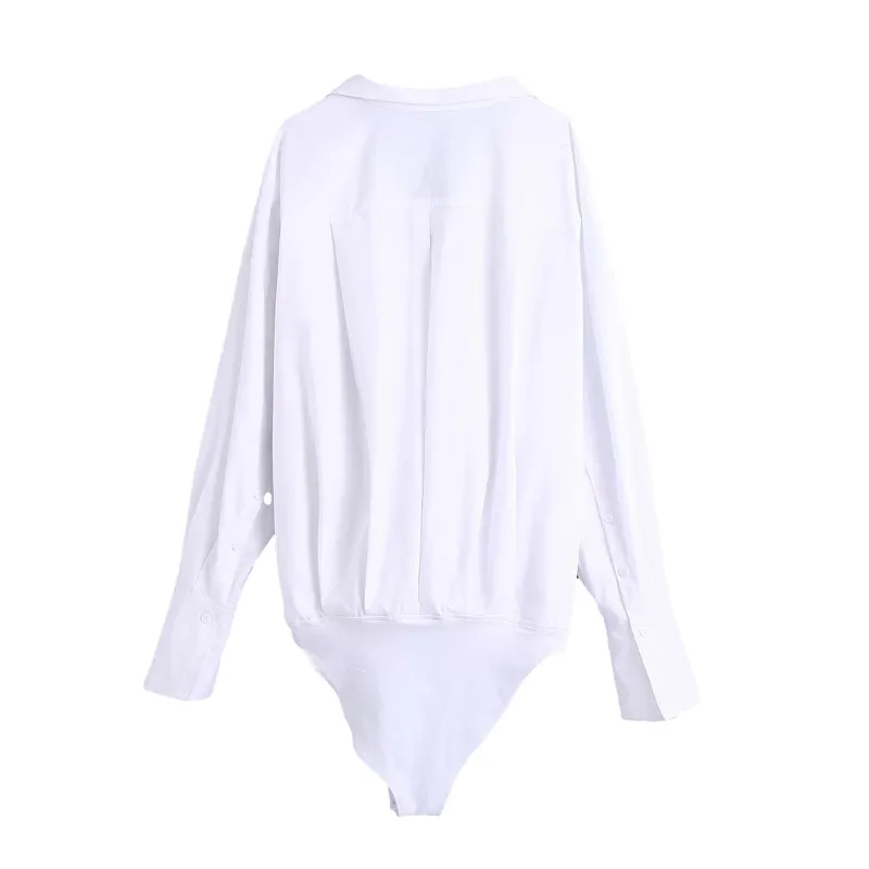 Casual Woman White Overdimensionerad skjorta Bodysuits Spring Fashion Ladics Lose Soft bodysuits Female Sexy Streetwear Shirts 210515