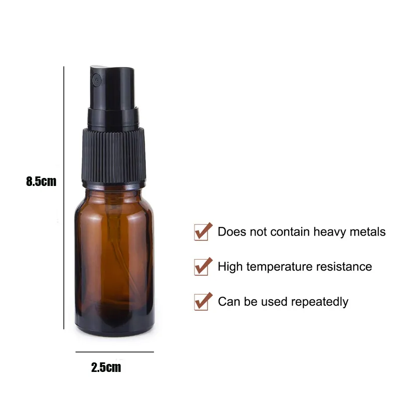 6 adet 10 ml Boş Amber Cam Sprey Şişe Mist Püskürtücü Kabı Esansiyel Yağ Aromaterapi Traval Dağıtıcı için Parfüm Atomizer