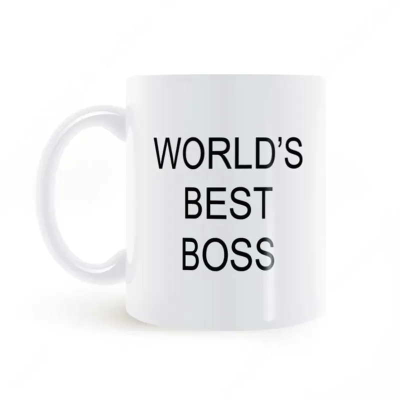 Dunder Mifflin The Office Worlds Najlepsze boss kawy i kubki 11 uncji zabawna ceramiczna herbata/mleko/kakao Kubek Unikalny prezent biurowy 210409