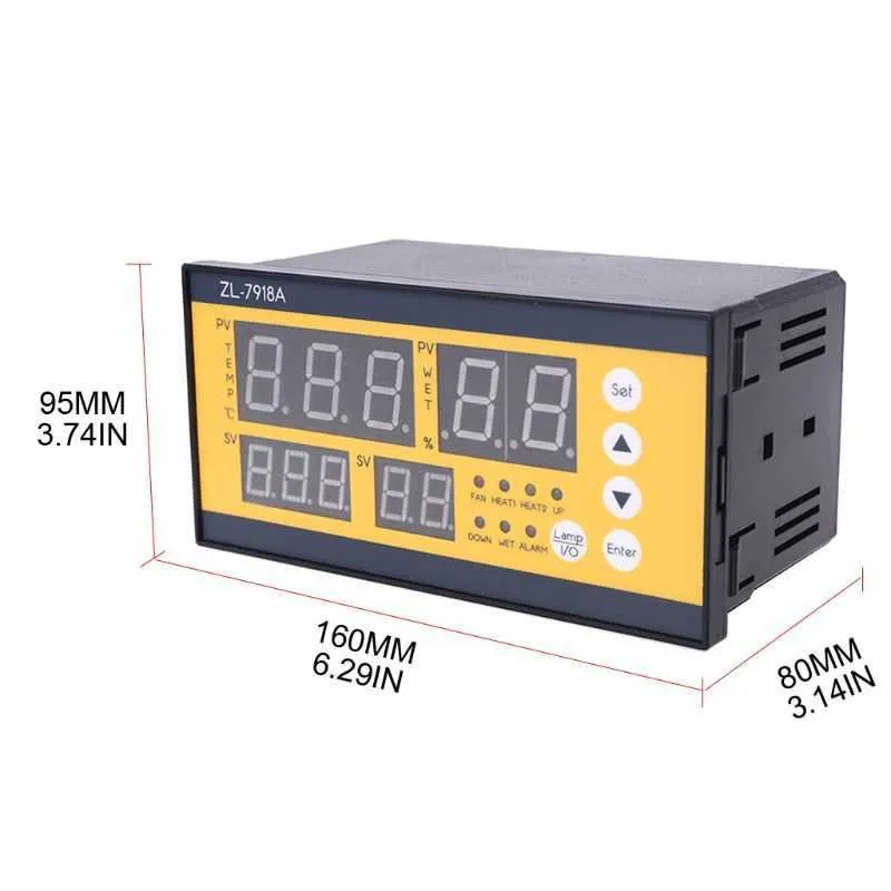 Zl-7918A Multifunzione Automatico Incubatrice Regolatore di Umidità di Temperatura Incubatrice termometro infrarosso digitale 210719