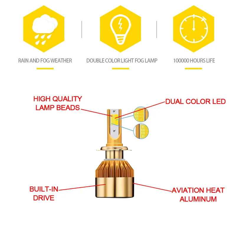 H4 H7 LED Fedimento 12V H8 H1 H3 H11 9005/HB3 9006/HB4 H27/880/881 9012 LED DUE CARBURO 3000K 6000K 96W 9600LM Luce nebbia