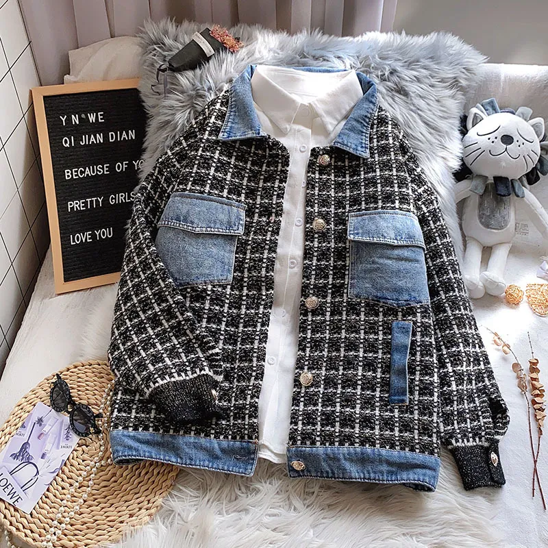 H.SA Women Winter Cardigans Elegant Knit Ponchoes Jeans Patchwork Casual Long Sweater Coat oversized sweter mujer 210417