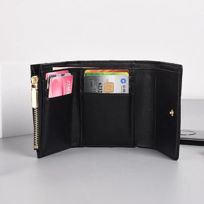Brieftaschen 100% Leder Schaffell Männer Short Money Clip Fashion gewebte Brieftasche Einfache Business Designer250g