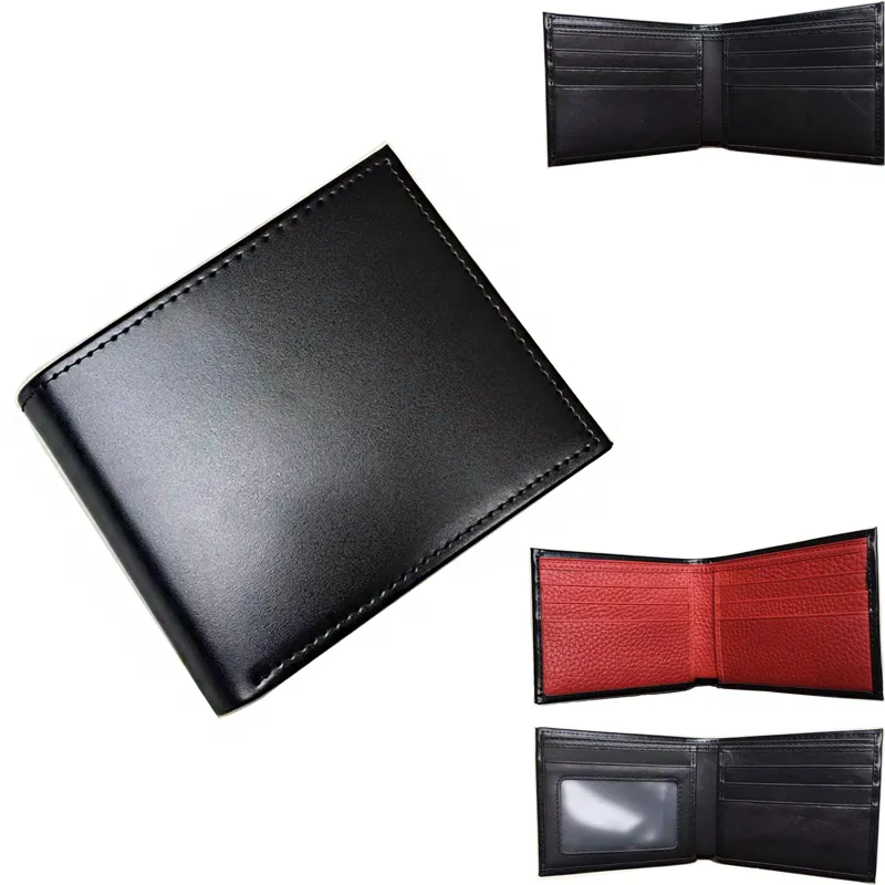 69-009-1 Design Homens de carteiras de couro Bolsas de couro Cartão de carteira 6-8 Slots preto e vermelho Cabinet de couro real2416