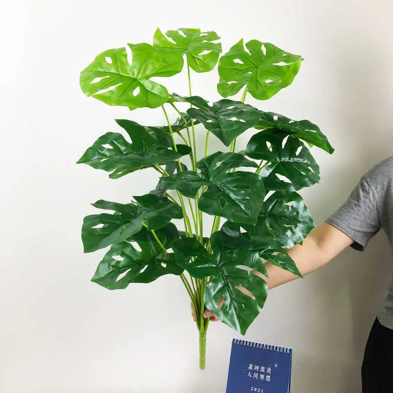 75 cm, 24 Köpfe, große künstliche Monstera-Tropenpflanzen, gefälschte Palmenblätter, Kunststoff-Dschungellaub für Hausgarten-Dekoration 210624