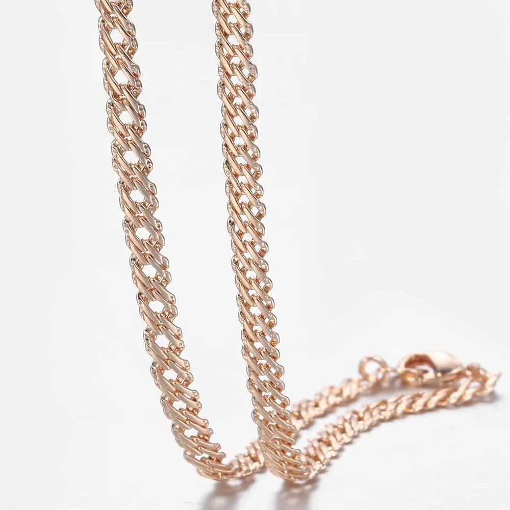 Fanshion 585 Rose Gold Necklace Chain Curb Weaving Rope Snail Link Pärlad kedja för män Kvinnor Klassiska smycken gåvor CNN1B2403085