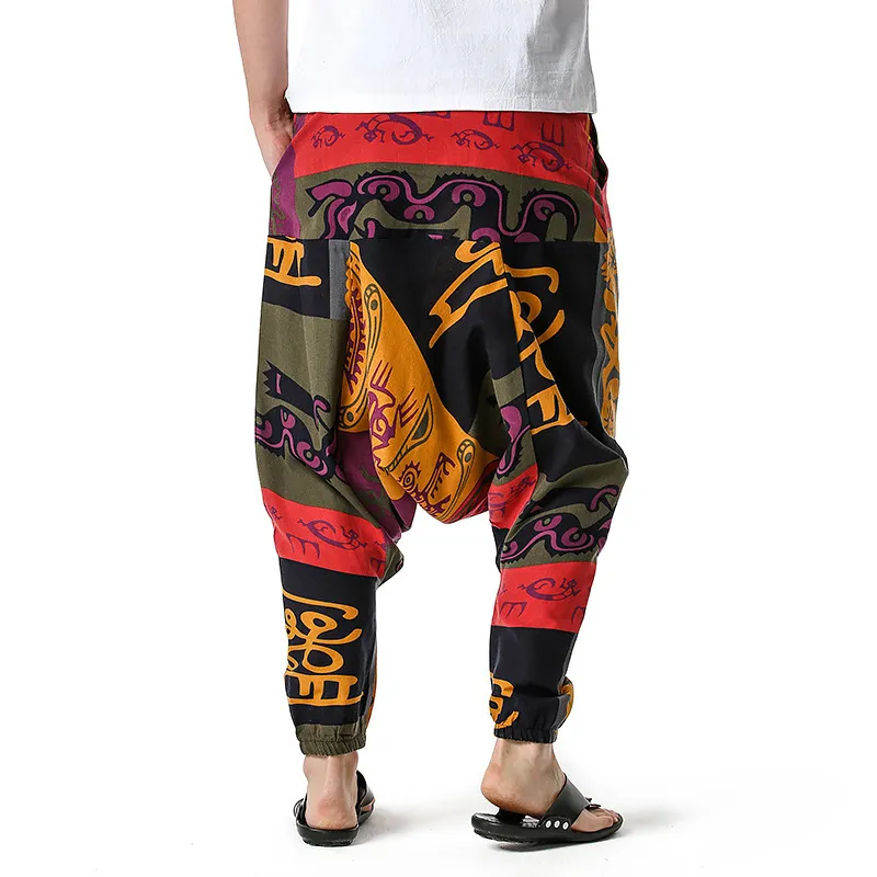 Dashiki Harem Yoga Baggy Genie Boho Pantalon imprimé africain Drop Crotch Joggers Pantalon de survêtement Casual Hop Hippie Pantalon 3XL 210522