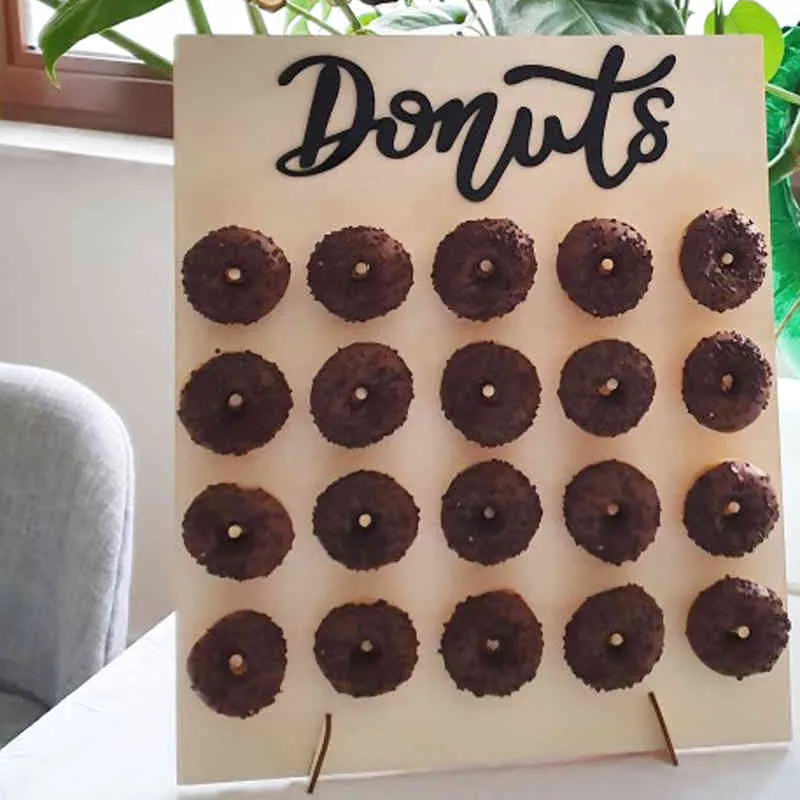 20 gaten donut muur hangende donuts houder stand boards bruiloft decor accessoire eettafel decoratie baby kinderen verjaardagsfeestje 2104248Y