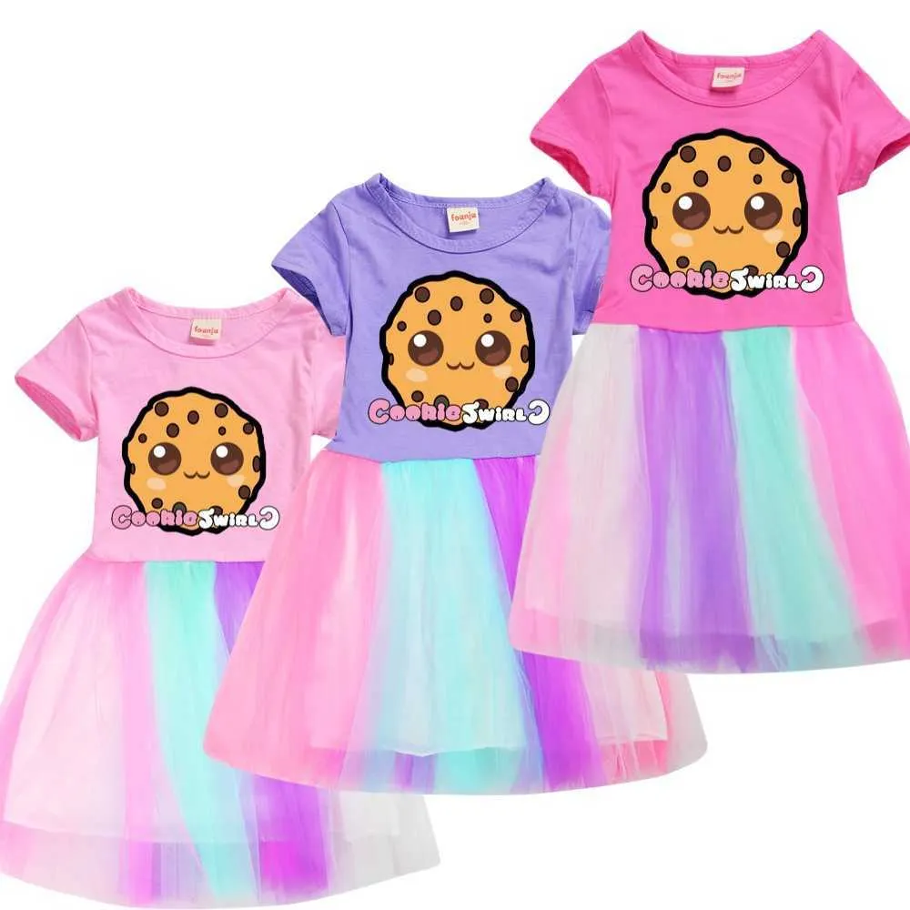 Neue Kinder Kleider für Mädchen Baumwolle COOKIE SWIRL C Großhandel Bulk Kleidung Kleinkind Mädchen Kleider Sommer Elegante Kleine Mädchen Kostüm Q0716