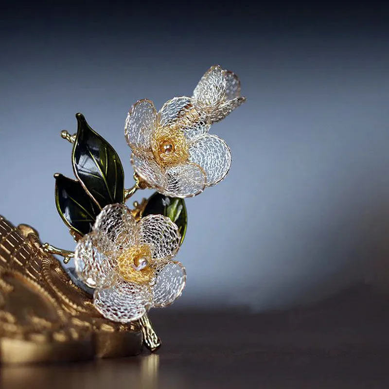 2021 bijoux faits à la main net fleur élégante fantaisie dame créative vintage broches broche