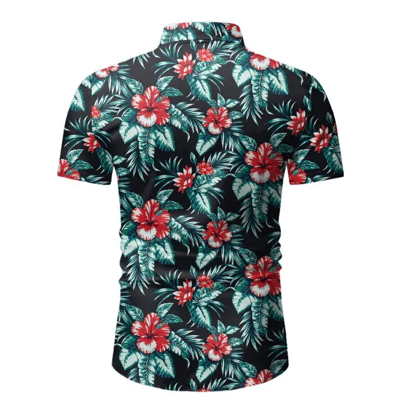 Floral Impresso Mens Beach Verão Hawaiian Camisa Casual férias Aloha Camisas de manga curta para homens Camisas Hombre 210524