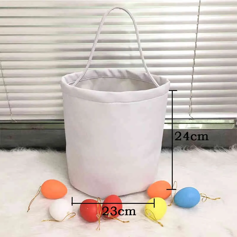 Whole DIY Sublimation Easter Bucket White Blanks Basket Candy Toy Tote Handbag Festival Easter Decoration For Party Gift 350D
