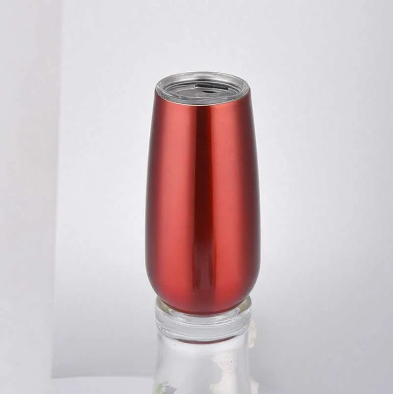 Hueveras Vasos de vino de acero inoxidable Taza con tapas Irrompible Copa de vino de champán Coche Taza de vacío aislada Bar By Sea DAS96