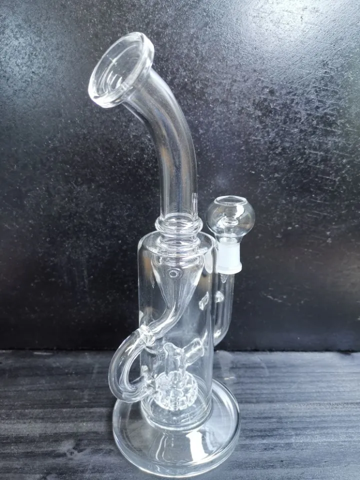 Bong 9,5 pouces de haut brûleur à mazout dab rig plates-formes pétrolières en verre recycleur fumer pipe à eau vert clair joint taille 14,4 mm verre recycleur plate-forme pétrolière zeusart boutique vente