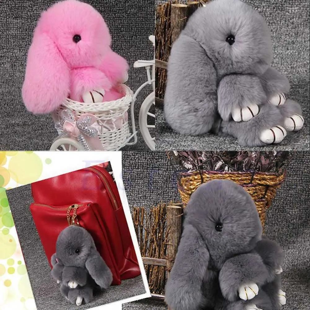 Nouveau charme cadeau décoration peluche lapin jouet sac pendentif porte-clés Rex lapin fourrure G1019