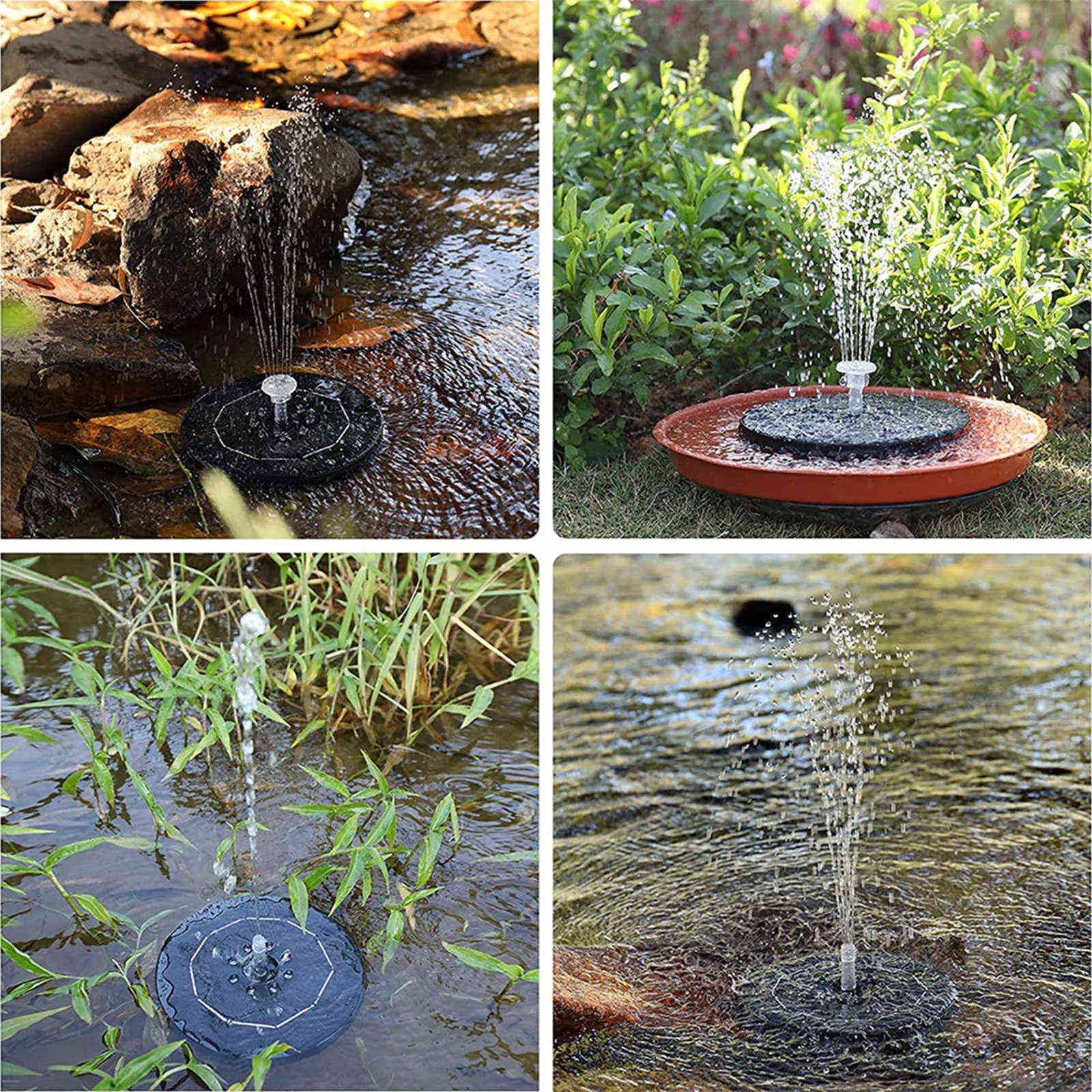 Pompe de fontaine solaire flottante 6 Styles d'eau de fontaine Panneau solaire Alimenté par LED Lumières Bain d'oiseaux Jardin Piscine Étang Pelouse Décoration Q0811