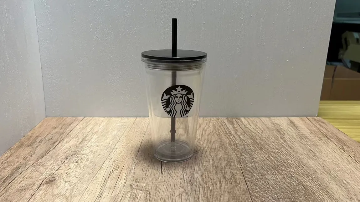 24 oz Starbucks Denizkızı Kupa Tumbler Şeffaf Çift Katmanlı Plastik Yeniden Kullanılabilir Kapak ve Straw276W