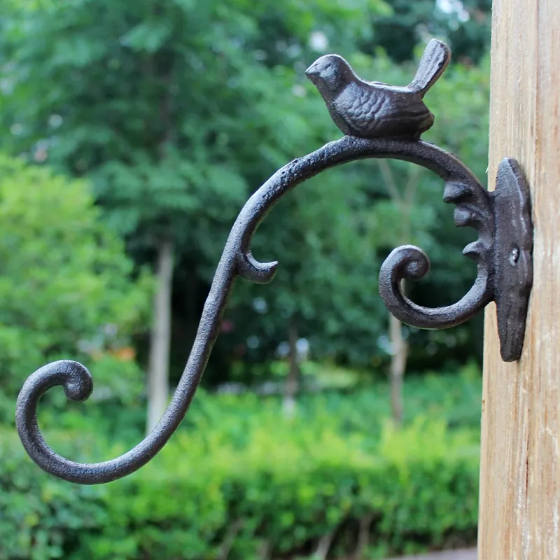 Wrough Iron Bird Bracket Wall Mounted Hook Hanger for Garden Plant Flower Basket Pot Birdcage Lantern Hanging Item Antiqu277W