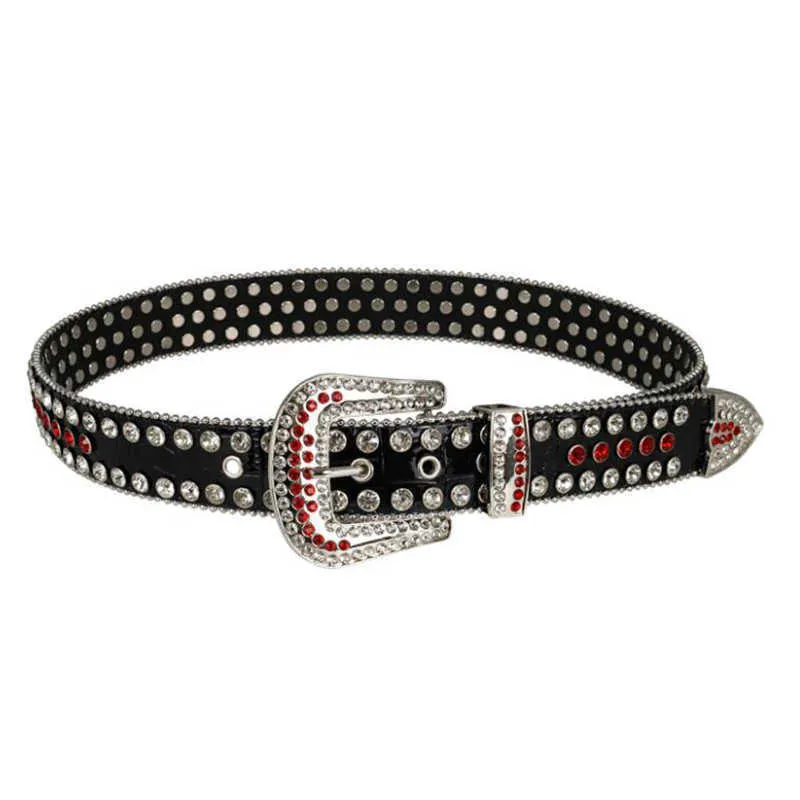 Trendiga Crystal Rhinestone läderbälte för kvinnor Luxury Silver Bead Cowgirl Cowboy Strass Belts Bling Ceinture Strap Waistband X0726