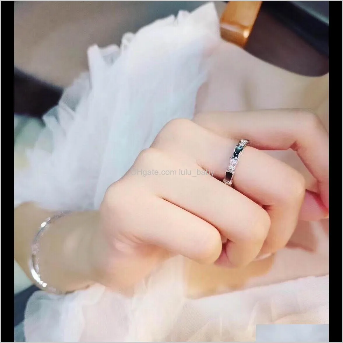 s925 silver luxury design with grey shell punk band ring and diamond for women party wedding engagment jewelry gift ps4178