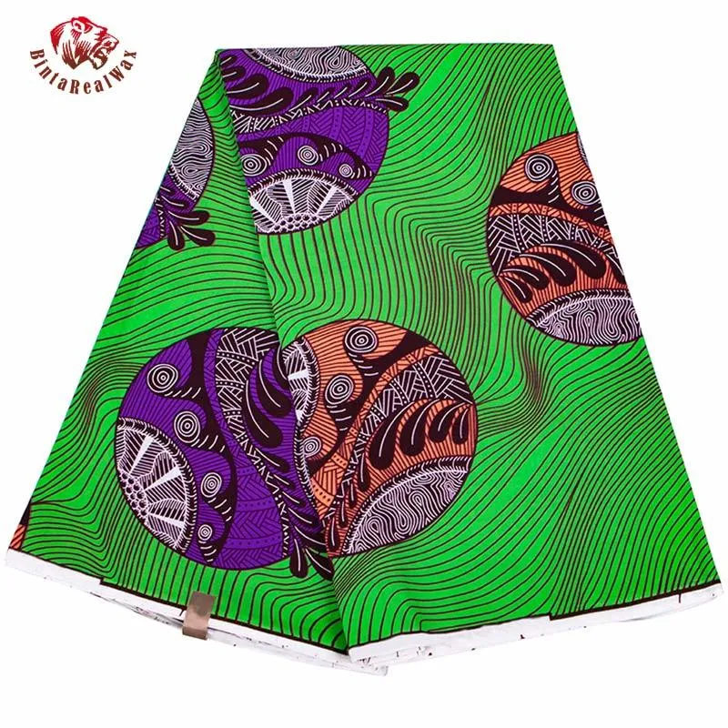 6 YardsGreen Background Fabric Soft Nigerian Fashion Ankara Dresses Batik Fabrics Africa Real Wax Sewing Material 40fs1236